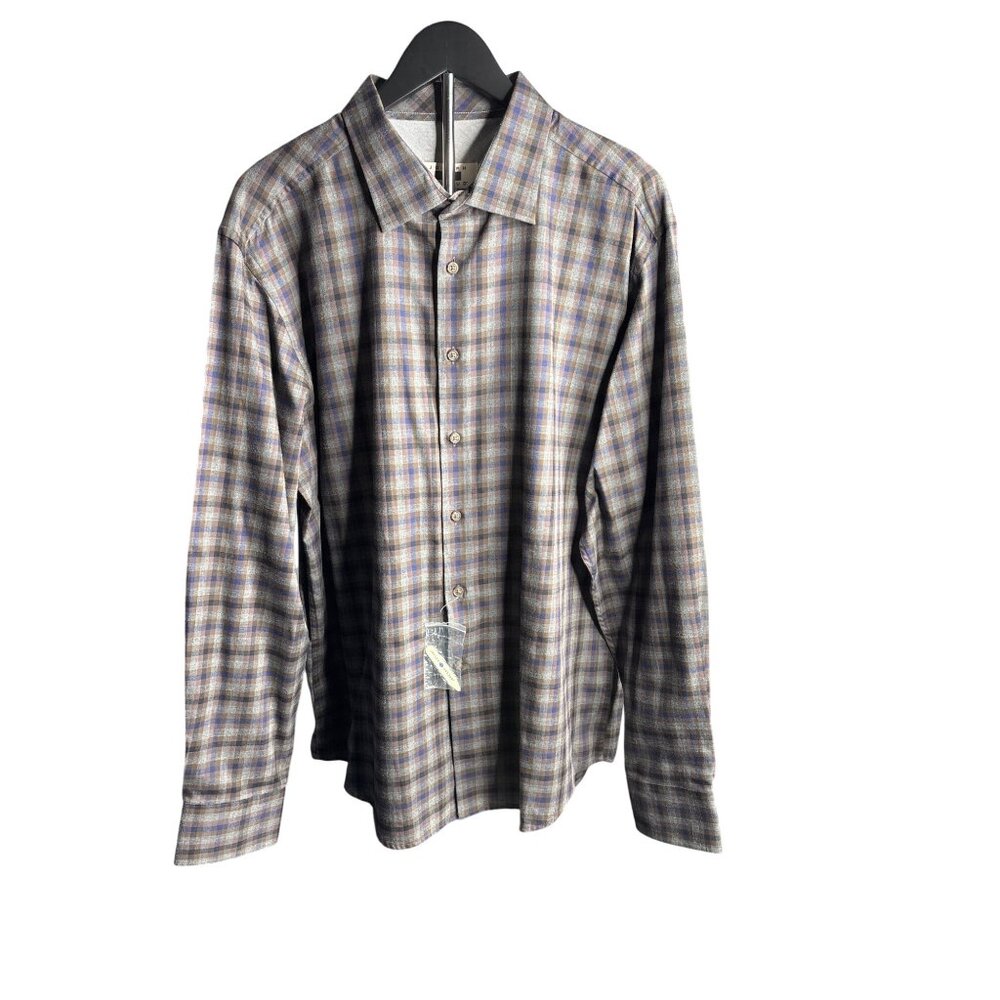 Joseph Abboud Men's Gray Multi Check Long-Sleeve BD Dress Shirt Size XL NWT
